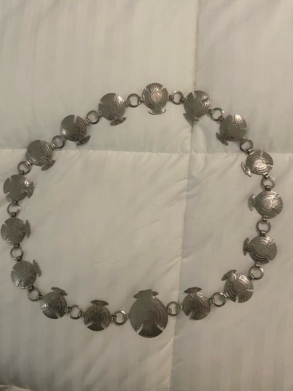 Silver Thunderbird Link Necklace - Polished Silver Tone